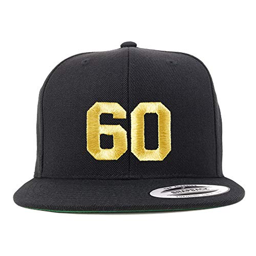 Trendy Apparel Shop Number 60 Gold Thread Flat Bill Snapback Baseball Cap