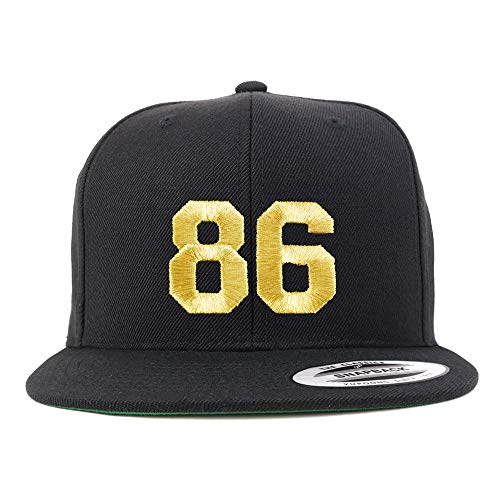 Trendy Apparel Shop Number 86 Gold Thread Flat Bill Snapback Baseball Cap