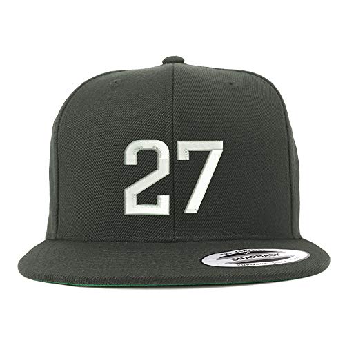 Trendy Apparel Shop Number 27 Embroidered Snapback Flatbill Baseball Cap