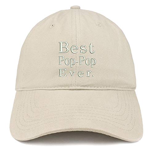 Trendy Apparel Shop Best Pop Pop Ever Embroidered Soft Crown 100% Brushed Cotton Cap