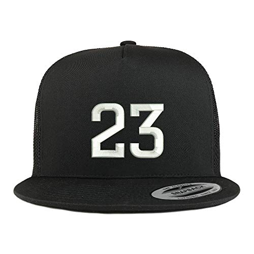 Trendy Apparel Shop Number 23 Embroidered 5 Panel Flatbill Trucker Mesh Cap