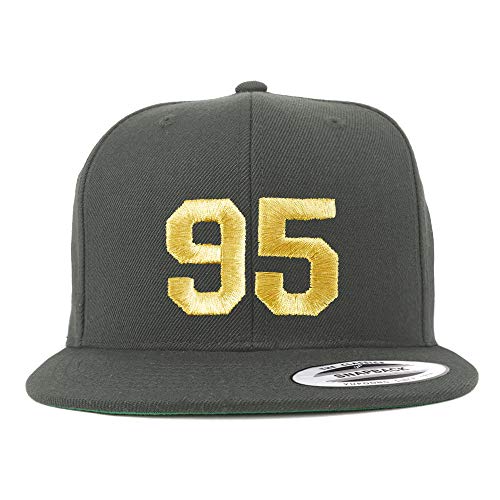 Trendy Apparel Shop Number 95 Gold Thread Flat Bill Snapback Baseball Cap