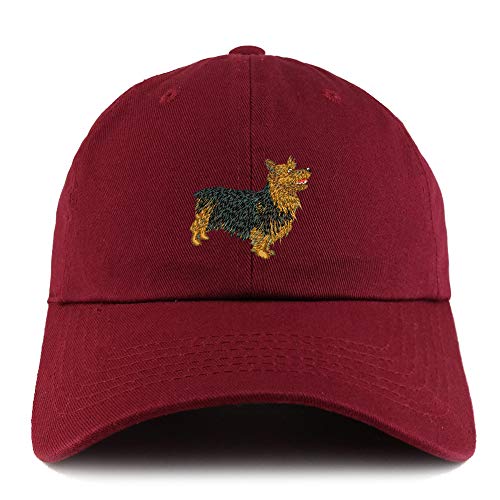 Trendy Apparel Shop Australian Terrier Dog Embroidered Low Profile Soft Cotton Dad Hat Cap