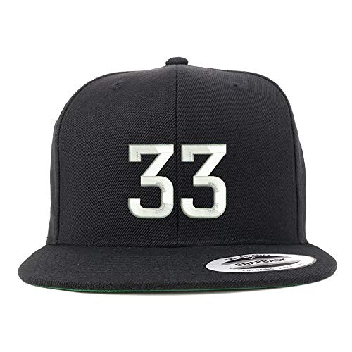 Trendy Apparel Shop Number 33 Embroidered Snapback Flatbill Baseball Cap