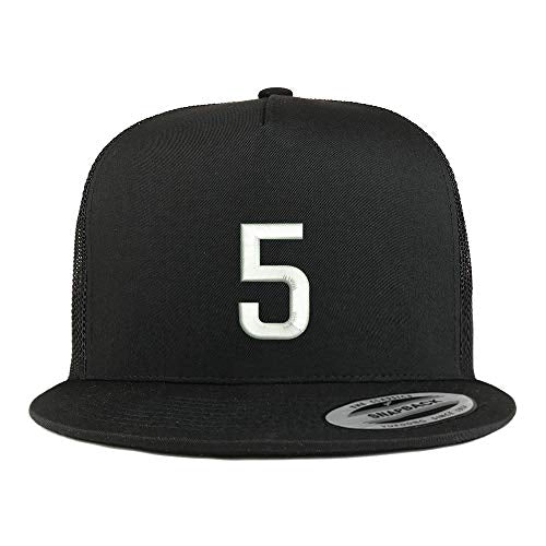 Trendy Apparel Shop Number 5 Embroidered 5 Panel Flatbill Trucker Mesh Cap