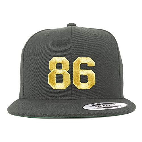 Trendy Apparel Shop Number 86 Gold Thread Flat Bill Snapback Baseball Cap