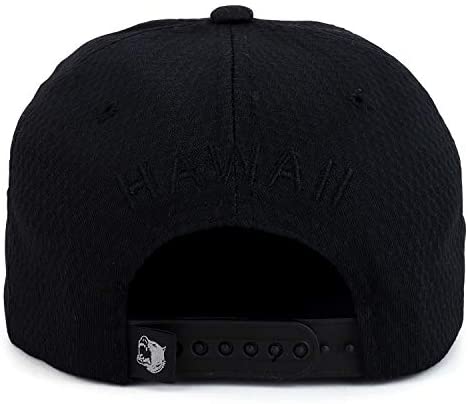 Trendy Appreal Shop Hawaiian Flag Embroidered Cool Fabric Flatbill Snapback Cap - Black