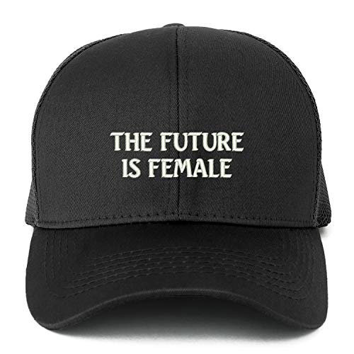 Trendy Apparel Shop XXL The Future is Female Embroidered Structured Trucker Mesh Cap