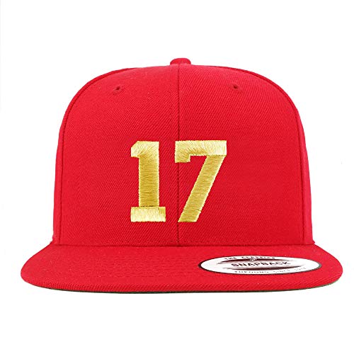 Trendy Apparel Shop Number 17 Gold Thread Flat Bill Snapback Baseball Cap