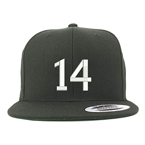 Trendy Apparel Shop Number 14 Embroidered Snapback Flatbill Baseball Cap