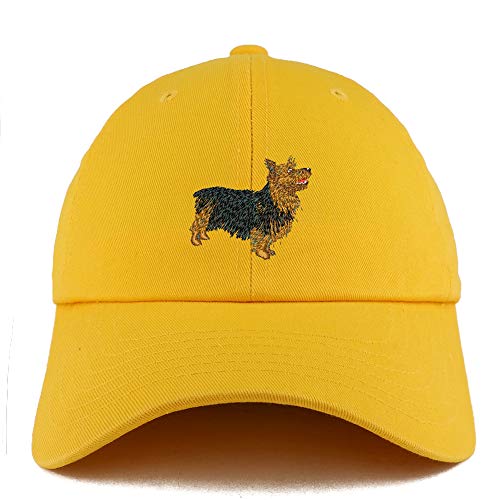 Trendy Apparel Shop Australian Terrier Dog Embroidered Low Profile Soft Cotton Dad Hat Cap