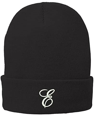 Trendy Apparel Shop Letter E Embroidered Winter Knitted Long Beanie