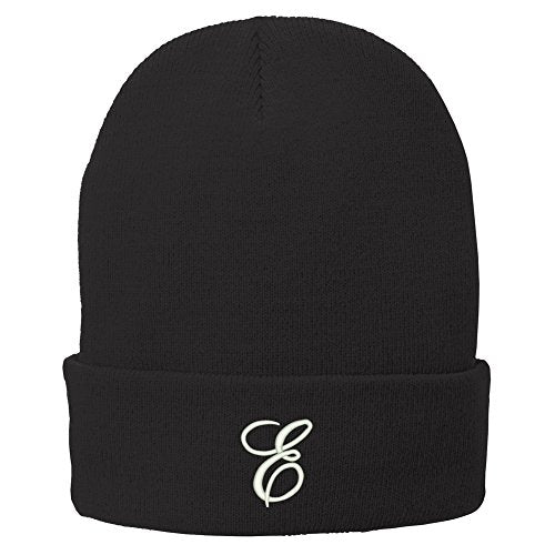 Trendy Apparel Shop Letter E Embroidered Winter Knitted Long Beanie