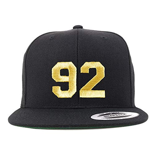 Trendy Apparel Shop Number 92 Gold Thread Flat Bill Snapback Baseball Cap