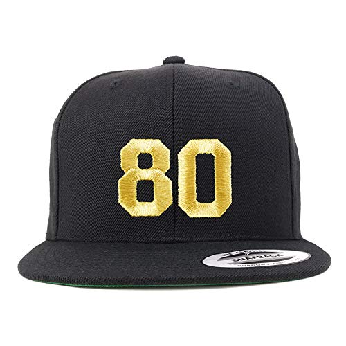 Trendy Apparel Shop Number 80 Gold Thread Flat Bill Snapback Baseball Cap