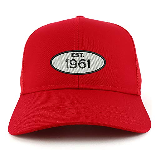 Trendy Apparel Shop Established 1961 Embroidered 60th Birthday High Profile High Profile Trucker Mesh Cap