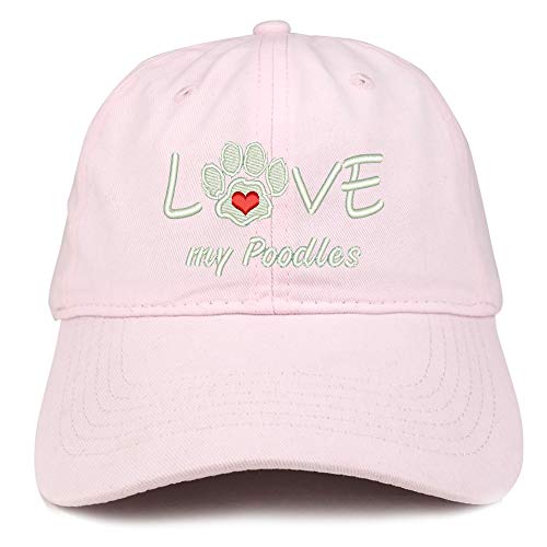 Trendy Apparel Shop I Love My Poodles Embroidered Soft Crown 100% Brushed Cotton Cap