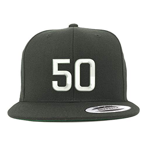 Trendy Apparel Shop Number 50 Embroidered Snapback Flatbill Baseball Cap