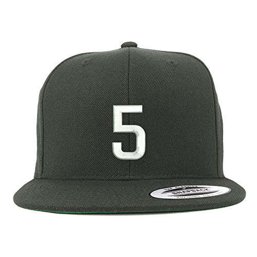 Trendy Apparel Shop Number 5 Embroidered Snapback Flatbill Baseball Cap