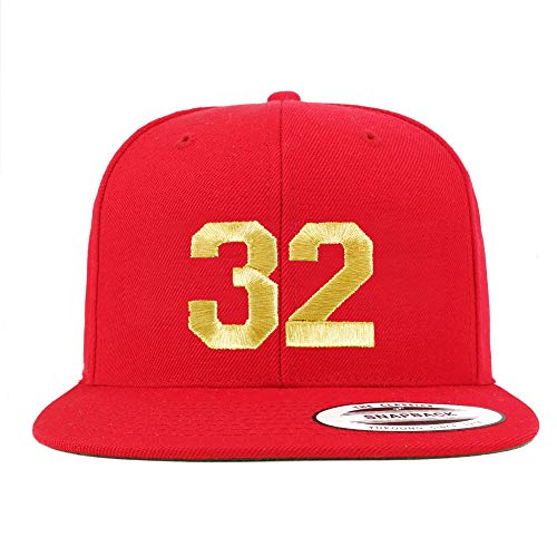 Trendy Apparel Shop Number 32 Gold Thread Flat Bill Snapback Baseball Cap