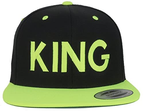 Trendy Apparel Shop King and Queen Embroidered Flat Bill 2-Tone Ball Cap