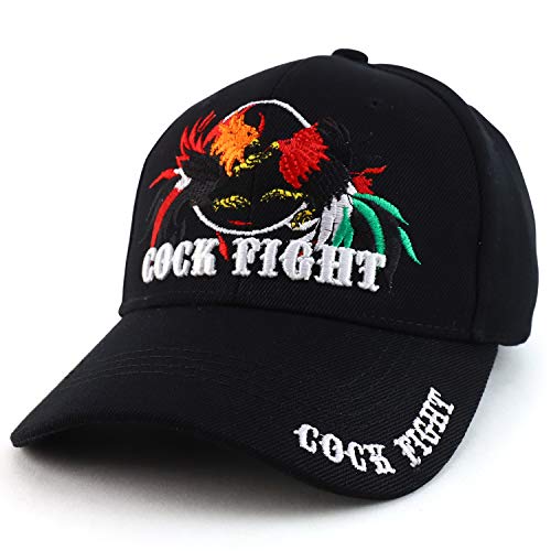 Trendy Apparel Shop Two Rooster Cock Fight Embroidered Structured Baseball Cap