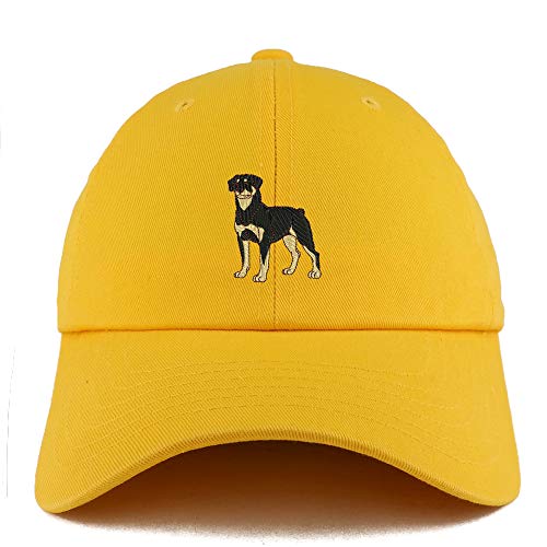 Trendy Apparel Shop Rottweiler Dog Embroidered Low Profile Soft Cotton Dad Hat Cap