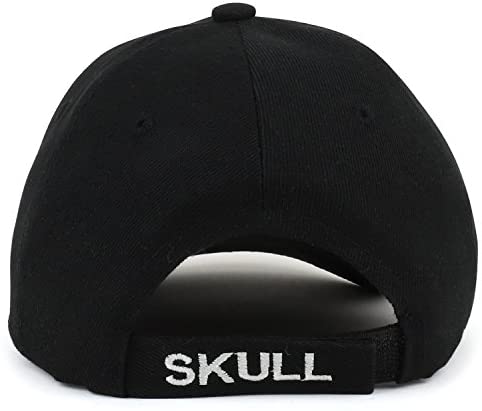 Trendy Apparel Shop Skull Flame On Fire Embroidered Structured Baseball Cap - Black