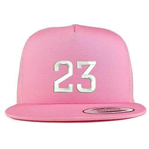 Trendy Apparel Shop Number 23 Embroidered 5 Panel Flatbill Trucker Mesh Cap