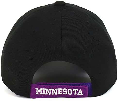 Trendy Apparel Shop Minnesota State Text 3D Embroidered Adjustable Baseball Cap - Black Purple