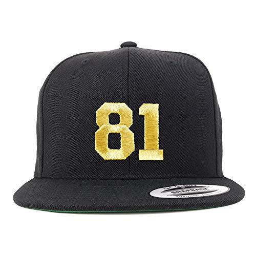 Trendy Apparel Shop Number 81 Gold Thread Flat Bill Snapback Baseball Cap