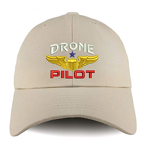 Trendy Apparel Shop Drone Pilot Aviation Wing Embroidered Low Profile Soft Cotton Dad Hat Cap