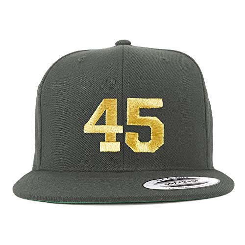 Trendy Apparel Shop Number 45 Gold Thread Flat Bill Snapback Baseball Cap