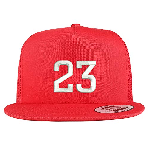 Trendy Apparel Shop Number 23 Embroidered 5 Panel Flatbill Trucker Mesh Cap