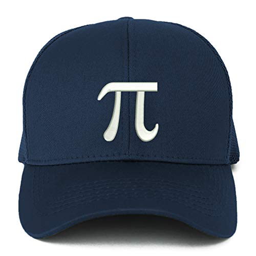 Trendy Apparel Shop XXL PI Day Symbol Embroidered Structured Trucker Mesh Cap