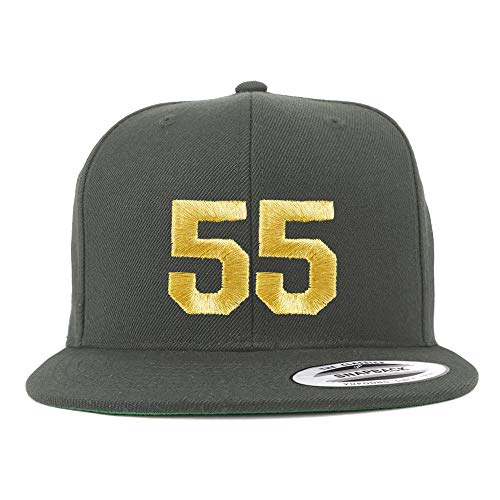 Trendy Apparel Shop Number 55 Gold Thread Flat Bill Snapback Baseball Cap