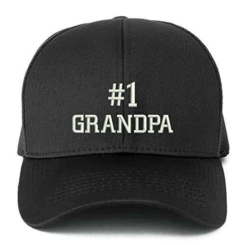 Trendy Apparel Shop XXL Number 1 Grandpa Embroidered Structured Trucker Mesh Cap