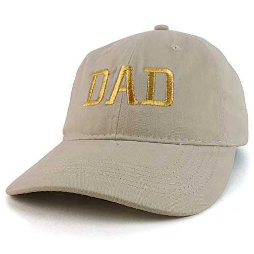 Trendy Apparel Shop DAD Capital Gold Thread Embroidered Soft Crown 100% Brushed Cotton Cap