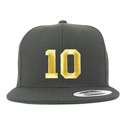 Trendy Apparel Shop Number 10 Gold Thread Flat Bill Snapback Baseball Cap