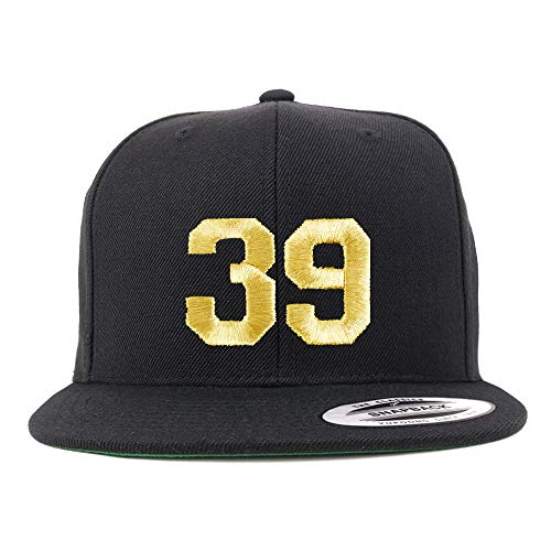 Trendy Apparel Shop Number 39 Gold Thread Flat Bill Snapback Baseball Cap