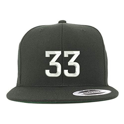 Trendy Apparel Shop Number 33 Embroidered Snapback Flatbill Baseball Cap