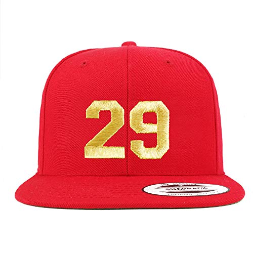 Trendy Apparel Shop Number 29 Gold Thread Flat Bill Snapback Baseball Cap