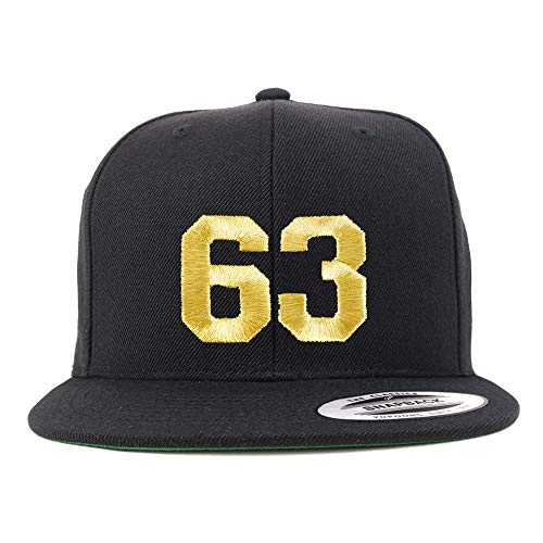 Trendy Apparel Shop Number 63 Gold Thread Flat Bill Snapback Baseball Cap