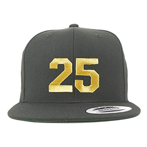 Trendy Apparel Shop Number 25 Gold Thread Flat Bill Snapback Baseball Cap