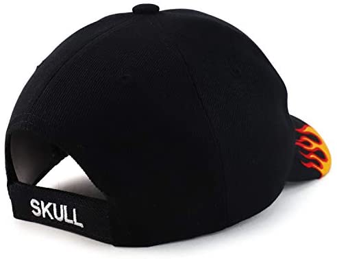 Trendy Apparel Shop Fire Skull Embroidered Flame Bill Structured Baseball Cap