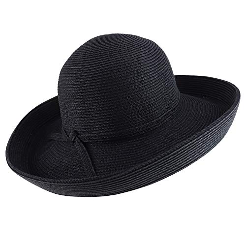 Trendy Apparel Shop Women's UPF 50+ Soft Paper Braid Large Kettle Brim Sun Hat