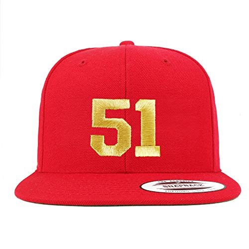 Trendy Apparel Shop Number 51 Gold Thread Flat Bill Snapback Baseball Cap