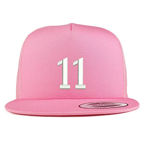 Trendy Apparel Shop Number 11 Embroidered 5 Panel Flatbill Trucker Mesh Cap