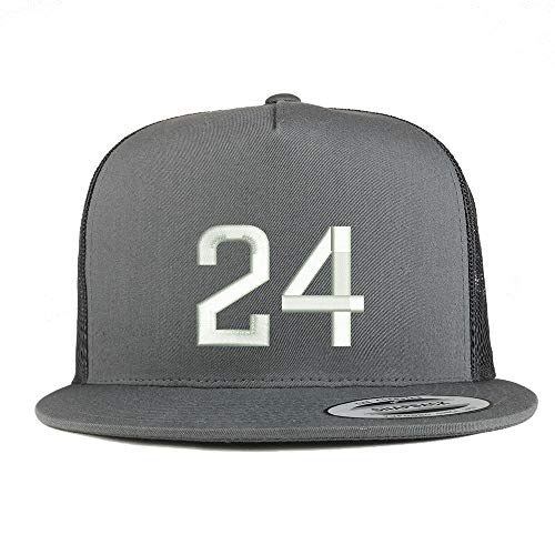 Trendy Apparel Shop Number 24 Embroidered 5 Panel Flatbill Trucker Mesh Cap