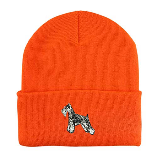 Trendy Apparel Shop Miniature Schnauzer Dog Embroidered Winter Long Cuff Beanie